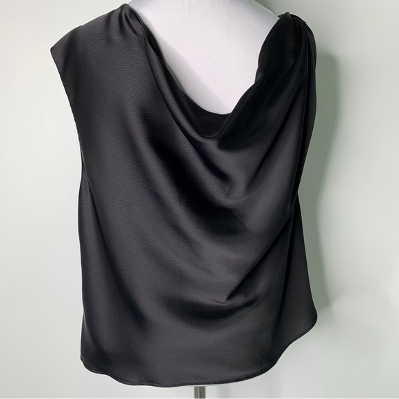 WAYF Women's Cowl Neck Black Sleeveless Asymmetrical Top Size XL - Picture 6 of 14
